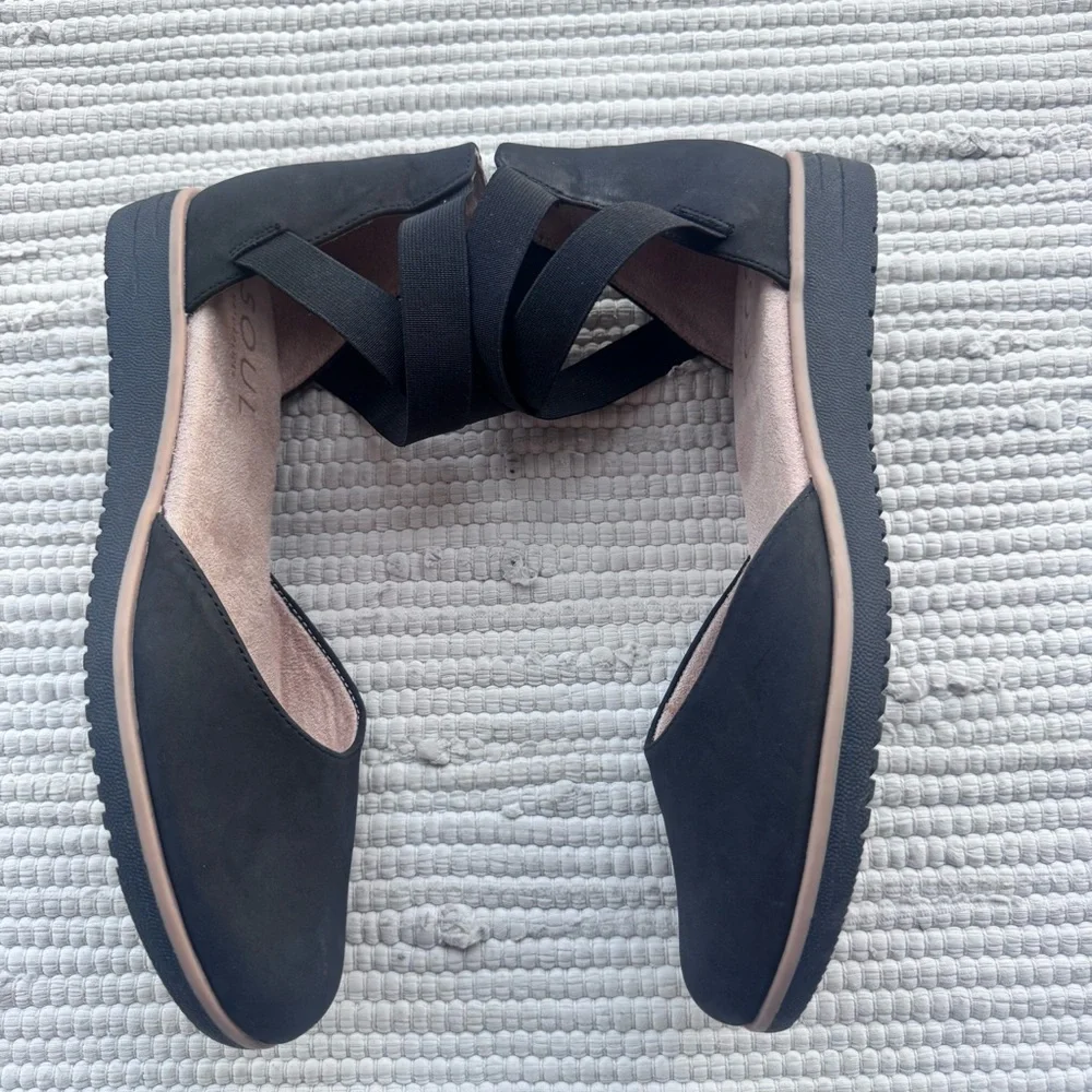 SOUL Naturalizer Comfort Flats Crisscross Stretch Black Size 9